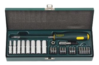  Набор KRAFTOOL "INDUSTRY" Отвертка с гибким валом с битами и торцевыми головками 1/4", 25 предметов 