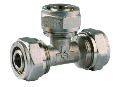  Тройник ЗУБР соединительный, цанга-цанга, 20х20х20х2,0, никель 