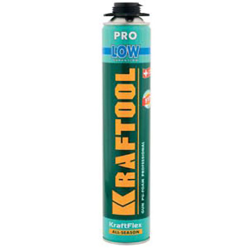  Пена KRAFTOOL KRAFTFLEX PREMIUM PRO LOW профессиональная,монтаж.,пистолетная,всесезонная,800мл(3 шт) 