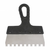  Шпатель из нержавеющей стали, 200 мм, зуб 4х4 мм, пластмассовая ручка // Sparta 