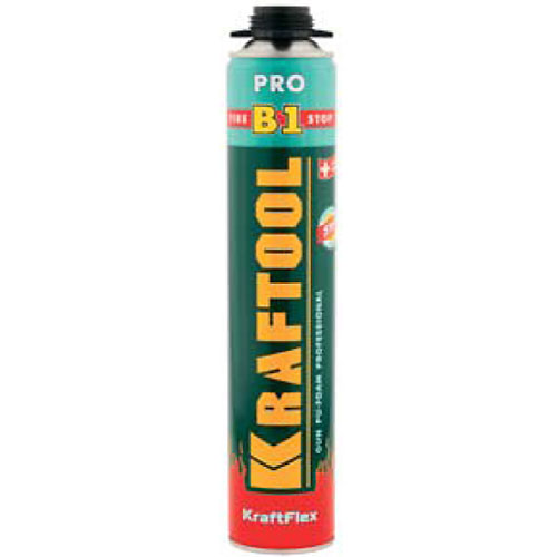  Пена KRAFTOOL KRAFTFLEX PREMIUM PRO B1 проф.огнестойкая,монтаж.,пистолетная,всесезонная,750 мл(3 шт) 