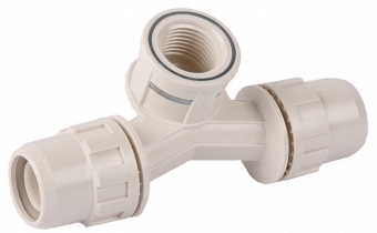  Тройник ЗУБР "ШиреФит" переходной со смещением "штуцер с гайкой-внутр. резьба-штуцер с гайкой.16 мм 