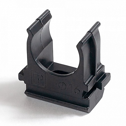  Крепеж-клипса для труб Полистирол  черная в d16 (100шт/2000шт уп/кор) 