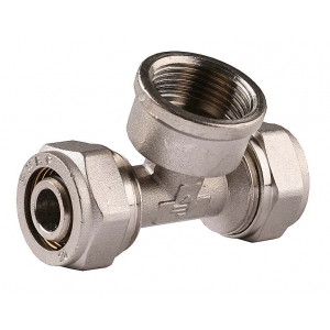  Тройник ЗУБР с внутренней резьбой, цанга-гайка, 1/2"х16х2,0 мм, никель 