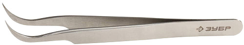  Пинцет ЗУБР д/электроники и точной механики, нерж. сталь, антимагнит, изогнутый, заостр. губки, 110м 