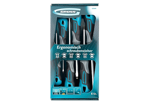  Набор отвёрток 6 шт, S2, трехкомпонентная рукоятка//GROSS 