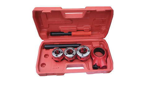  Набор для нарезания трубной резьбы, 6 предметов: 1/2",3/4",1", трещотка, удлинитель, пластмассовый к 