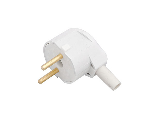  Вилка угловая (б/з, 6А, 250В) белая, Bylectrica 