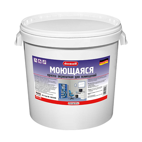  Краска в/д для стен и потолков Pufas Decoself моющаяся (40 кг) 