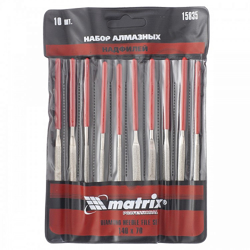 Набор надфилей алмазных 140х70х3, 10 шт.// MATRIX MASTER 