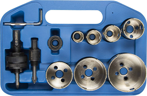  Набор коронок алмазных с оснасткой, D=20, 25, 32, 35, 40, 50, 68 мм, 7 предметов, ЗУБР Профессионал 