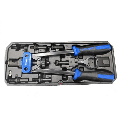  Заклепочник двуручный, для резьбовых заклепок М3-М10 Профессионал ЗУБР Р-М10 в кейсе, 31056 