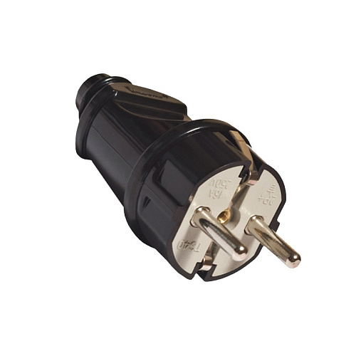  Вилка прямая разборная А1010 16А, 230В, с/з, черная 