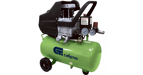  Компрессор воздушный L 24/200, 1,5 кВт, 198 л/мин, 24 л, набор аксессуаров// CИБРТЕХ 