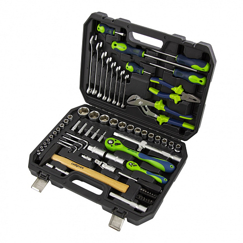  Набор инструментов, 1/2", 1/4", CrV, пластиковый кейс 76 предм. Сибртех 