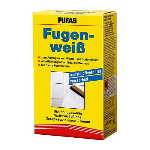  Затирка для швов между плитками Pufas Fugenweiss, белая, 0,75 кг 