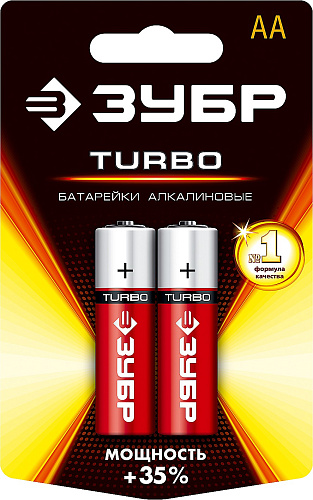  Щелочная батарейка Зубр 1.5 В, тип АА, 2 шт, Turbo 59213-2C_z01 