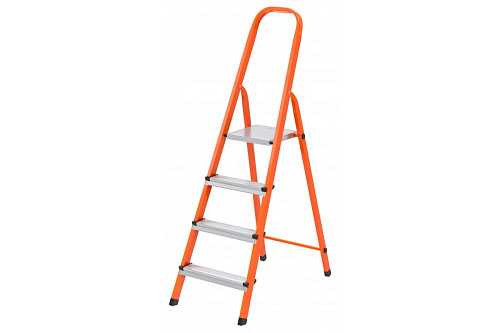  Стремянка 4 ступени, стальной профиль, ступени сталь, оранжевая СИБРТЕХ 97964 