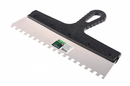  Шпатель нержавеющая сталь зубчатый 300 мм (8 х 8), пластмассовая ручка // СИБРТЕХ 