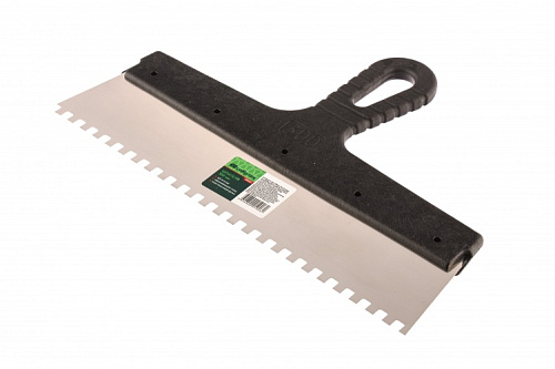  Шпатель нержавеющая сталь зубчатый 300 мм (6 х 6), пластмассовая ручка // СИБРТЕХ 