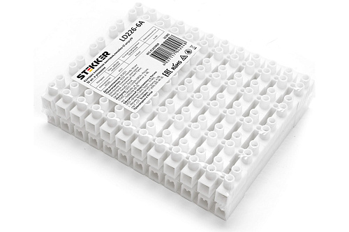  Клеммная винтовая колодка STEKKER LD226-6A линейка 12 штук, полипропилен, 10 штук 32385 