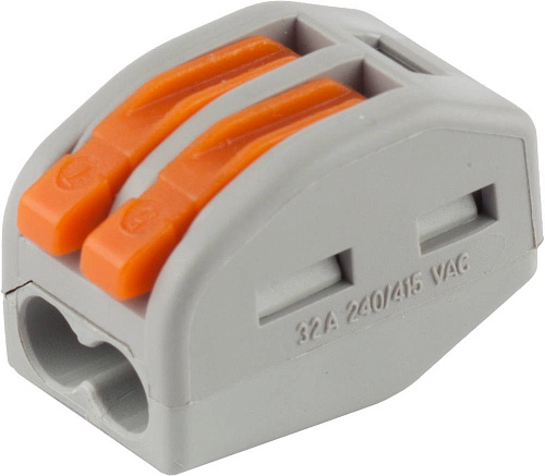  Клемма СВЕТОЗАР соединительная, разъемная, 2-х проводная, 400В, 32А, 0,5-2,5мм2/0,5-4мм2, 2шт 