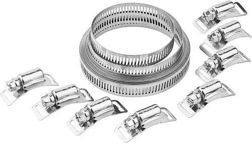  Набор ЗУБР "ЭКСПЕРТ": Хомут универсальный, нержавеющий, 3мх12,7мм, 8 замков 