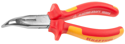  Тонкогубцы KRAFTOOL "ECTRO-KRAFT" изогнутые, Cr-Mo сталь, 2-ная рукоят, хромир покрытие 160 мм 