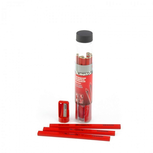  Набор карандашей малярных прямоугольных с точилкой в тубе, 175мм, 10шт // Matrix 