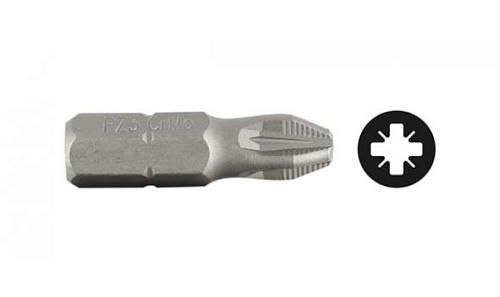  Биты кованые, PZ1, 25мм, 2шт хромомолибденовая сталь, тип хвостовика C 1/4", ЗУБР "МАСТЕР" 