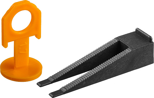  ЗУБР СВП комплект: 50+50шт (клин + зажим), система выравнивания плитки, в пластиковом ведре. 