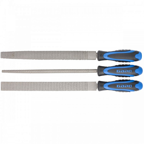  Набор напильников 200 мм, 3шт., двухкомпонентная рукоятка // БАРС 