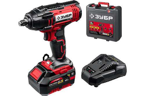  Ударный гайковерт, в кейсе, 18В, 1 АКБ (4Ач), ЗУБР ГУЛ-255-41 