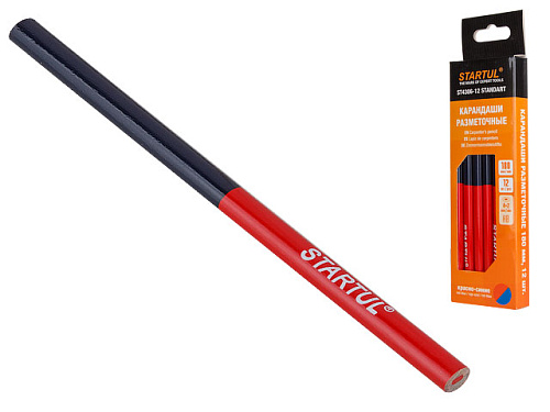  Карандаш разметочный 180мм 12шт. двухцветный STARTUL STANDART (ST4306-12) 