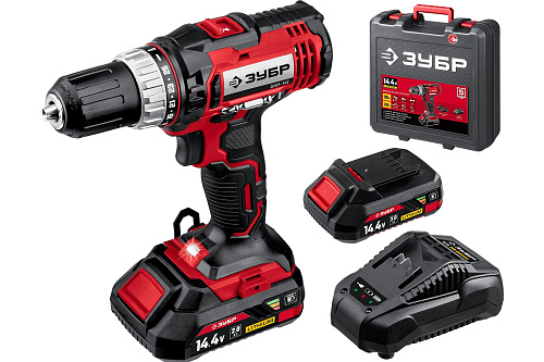  Дрель-шуруповер, в кейсе, 14.4В, 2 АКБ (2Ач), ЗУБР ДШЛ-145-22 