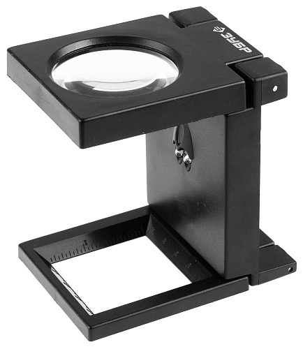  Лупа ЗУБР "МАСТЕР" складная на подставке, светодиодная подсветка, 3 кратное увеличение, диаметр 90мм 