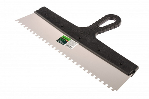  Шпатель нержавеющая сталь зубчатый 350 мм (6 х 6), пластмассовая ручка // СИБРТЕХ 