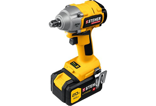  Гайковерт бесщёточный, 1 АКБ (4Ач), в кейсе STEHER 20В CWB-300-1 