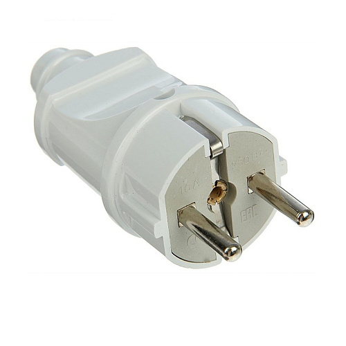  Вилка прямая разборная А101 16А, 230В, с/з, белая 