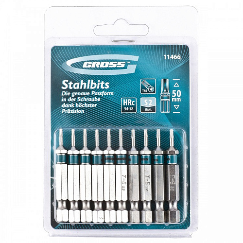  Набор бит  TORX 6х50, сталь S2, 10 шт //GROSS 