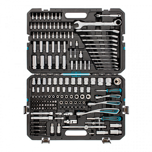  Набор инструментов 216 предметов, 120 зубьев, CrV 1/2", 3/8", 1/4"// Gross 