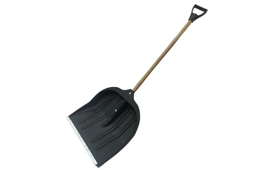  Лопата для уборки снега пластиковая, 275х365х865 мм, деревянный черенок SPARTA 