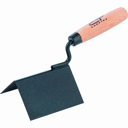  Кельма угловая, 110 х 75 х 75 мм, стальная, для внешних углов, буковая ручка// СИБРТЕХ 