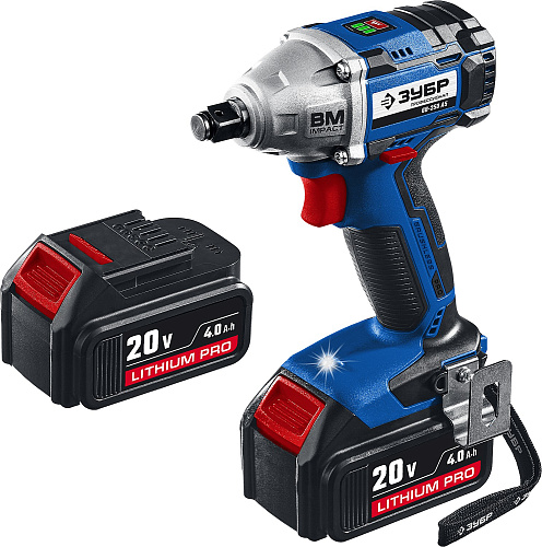  Гайковерт бесщеточный ЗУБР 20В, 2 АКБ (4 Ач), в кейсе, Профессионал. GB-250 A5 
