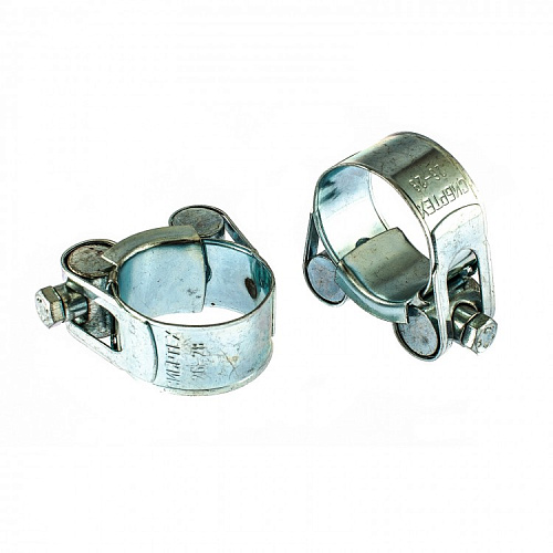  Хомуты металлические, силовые 26-28 мм, ширина 18 мм, шарнирные, W1, 2 шт.// Сибртех 