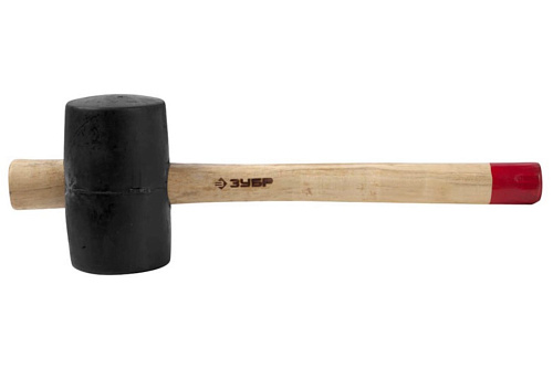  Чёрная резиновая киянка с деревянной рукояткой ЗУБР 680г 2050-75_z02 