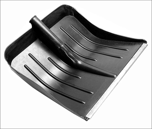  Лопата снеговая 410 х 400мм пластмассовая с алюм. планкой,d-32, черная, без черенка 