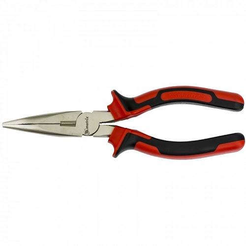  Длинногубцы NICKEL, 180 мм, изогнутые никелированные, двухкомпонентные рукоятки// MATRIX 