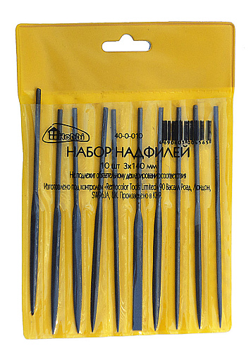  Набор надфилей, 5 предметов, 3 x 140 мм, рукоятки ПВХ (Hobbi) (уп.) 
