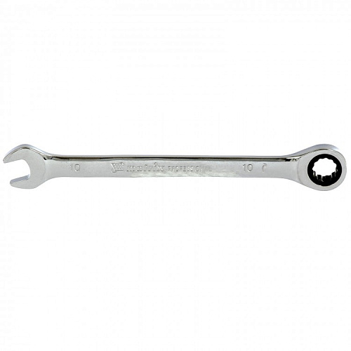  Ключ комбинированный трещоточный, 10мм, CrV, зеркальный хром// MATRIX PROFESSIONAL 